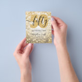 エレガントモダン金ゴールド50thバースデーパーティー招待状 チラシ (手)