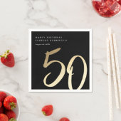 エレガントモダン金ゴールド50th誕生日パーティー スタンダードカクテルナプキン (インサイチュ)