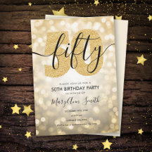 エレガントモダン金ゴールド50th誕生日パーティー