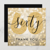 エレガントモダン金ゴールド60th誕生日ありがとう サンキューカード (正面/裏面)