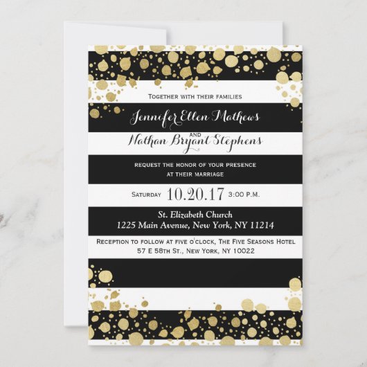 エレガントモダン金ゴールド(ばちゃばちゃ)跳ねる 招待状 (正面)