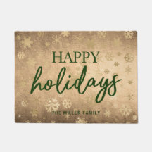 エレガントモダン金ゴールド&グリーンハッピーホリデー