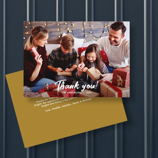 エレガントモダン金ゴールド サンキューカード