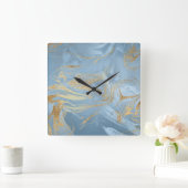 エレガントモダン金ゴールド スクエア壁時計 (ホーム)