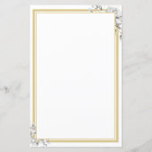 エレガントモダン金ゴールド・フレームのフローラ結婚のメニュー (裏面)