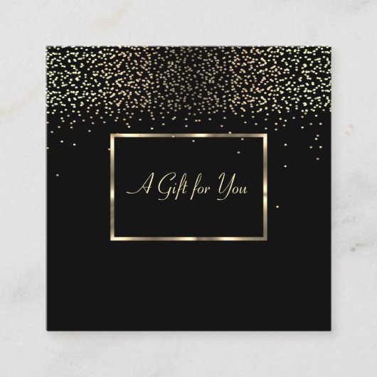 エレガントモダン金ゴールド・フレーム、紙吹雪 割引カード (正面)