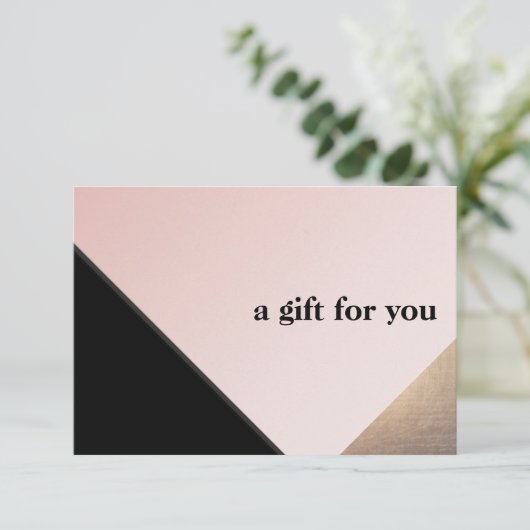 エレガントモダン金ゴールド、ブラックピンクギフト証明書T サンキューカード (スタンド正面)