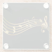 エレガントモダン金ゴールド&ブラックミュージックノート ガラスコースター (裏面)