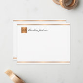 エレガントモダン金ゴールド・モノグラム名 ノートカード (正面/裏面インサイチュ)