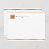 エレガントモダン金ゴールド・モノグラム名 ノートカード (正面/裏面)