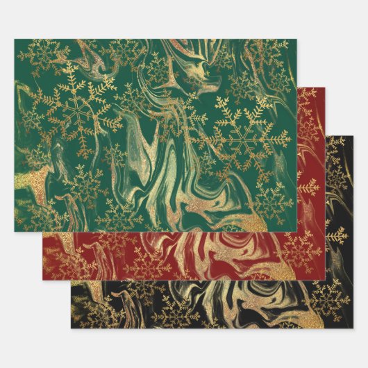 エレガントモダン金ゴールド ラッピングペーパーシート (セット)