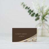 エレガントモダン金ゴールド、大理石 名刺 (スタンド正面)