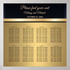 エレガントモダン金ゴールド/黒結婚の座席表 ポスター