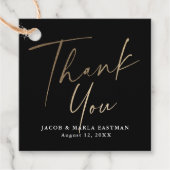 エレガントモダン金ゴールドScript結婚s Thank You フェイバータグ (正面)