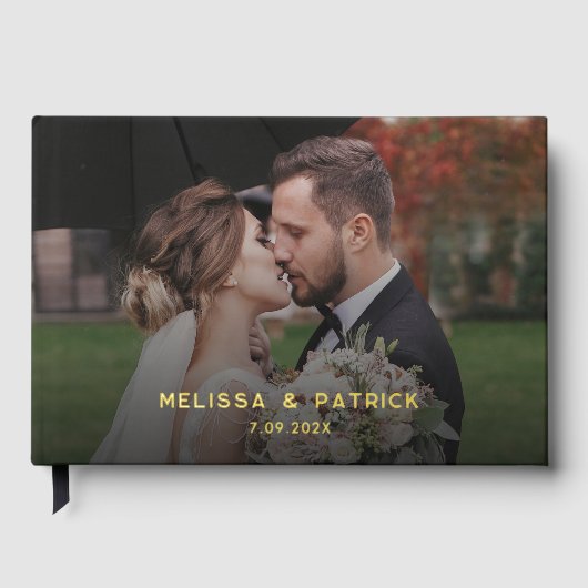 エレガントモダン金結婚箔 ゲストブック (正面)