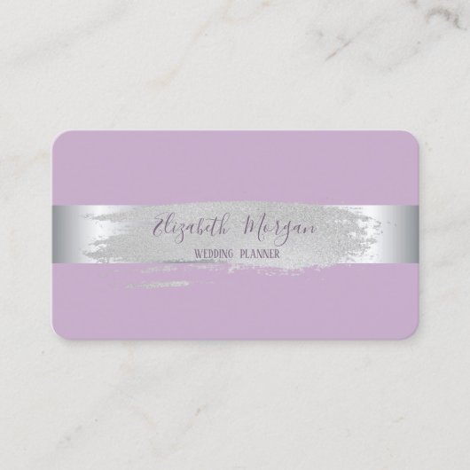 エレガントモダン銀ストライプ線，ブラシ線 名刺 (正面)