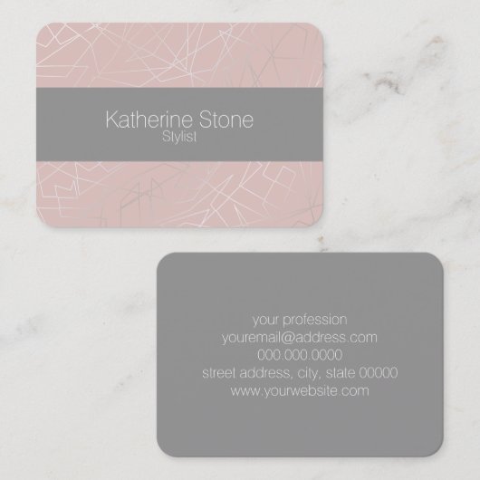 エレガントモダン銀幾何三角形 名刺 (正面/裏面)