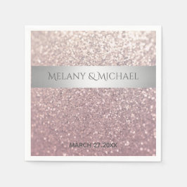 エレガントモダン銀色ストライプ スタンダードカクテルナプキン