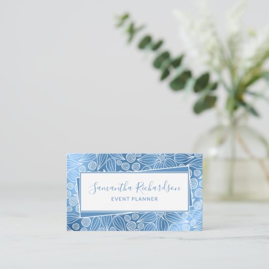 エレガントモダン青ガーリー 名刺 (スタンド正面)