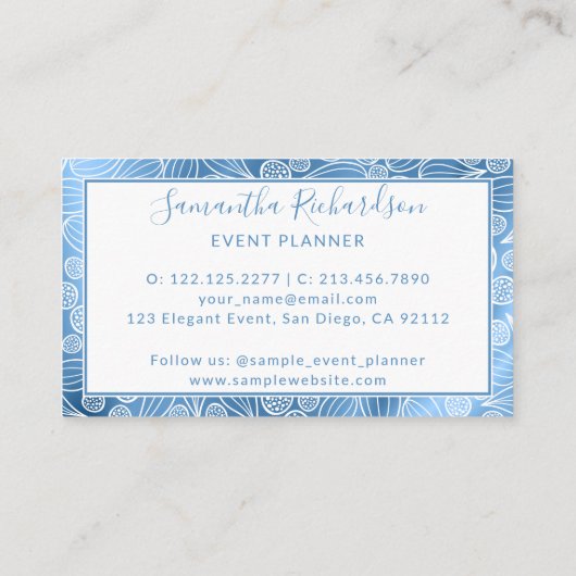 エレガントモダン青ガーリー 名刺 (裏面)