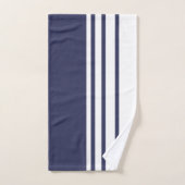 エレガントモダン青ストライプ色の白 バスタオルセット (ハンドタオル)