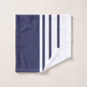 エレガントモダン青ストライプ色の白 バスタオルセット (ウォッシュタオル)