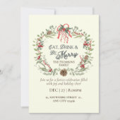 エレガントモダン食べフローラは聖降誕祭お目出度う 招待状 (正面)