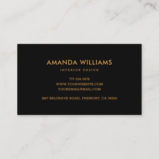 エレガントモダン高級ブラックフェイクとゴールドフォイル 名刺 (裏面)