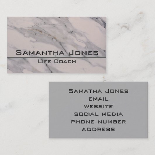 エレガントモダン黒い灰色の大理石の模様 名刺 (正面/裏面)