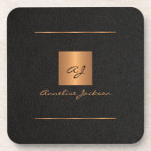 エレガントモダン黒い金ゴールド  コースター (正面)