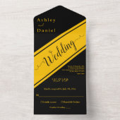 エレガントモダン黒と金ゴールドファンシーシック結婚ズ オールインワン招待状 (内側)