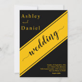 エレガントモダン黒と金ゴールド結婚デリケート 招待状 (正面)