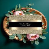 エレガントモダン黒金ゴールドストライプのグリッター 名刺