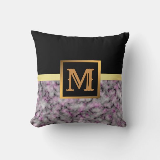 エレガントモダン黒金ゴールド クッション (正面)