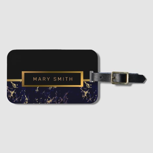 エレガントモダン黒金ゴールド ラゲッジタグ (正面横)