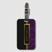 エレガントモダン黒金ゴールド ラゲッジタグ (正面縦)