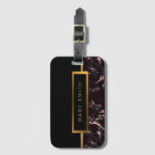 エレガントモダン黒金ゴールド ラゲッジタグ (正面縦)