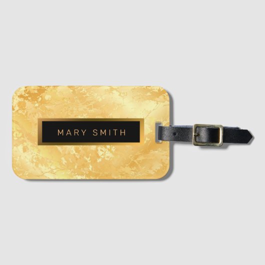 エレガントモダン黒金ゴールド ラゲッジタグ (正面横)