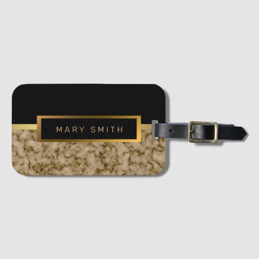 エレガントモダン黒金ゴールド ラゲッジタグ (正面横)