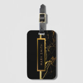 エレガントモダン黒金ゴールド ラゲッジタグ (正面縦)