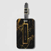エレガントモダン黒金ゴールド ラゲッジタグ (正面縦)