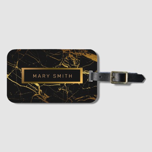 エレガントモダン黒金ゴールド ラゲッジタグ (正面横)