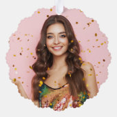 エレガントモダン2枚の写真をスクリプト オーナメントカード (裏面)