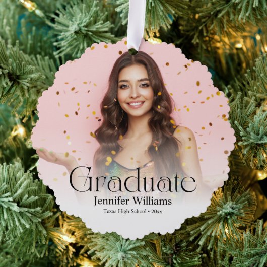 エレガントモダン2枚の写真をスクリプト オーナメントカード (インサイチュ (木))