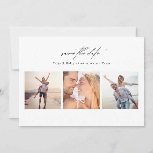 エレガントモダン6枚の写真結婚コラージュ セーブザデート (正面)