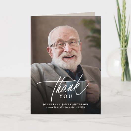 エレガントモダン8写真葬儀/メモリアル サンキューカード (正面)