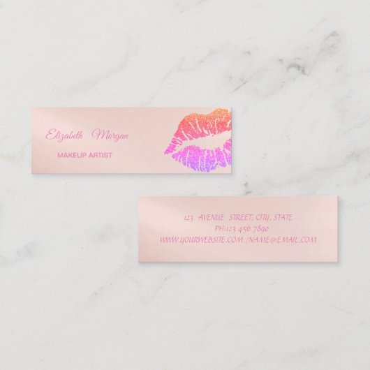 エレガントモダン,グリッター唇 スキニー名刺 (正面/裏面)