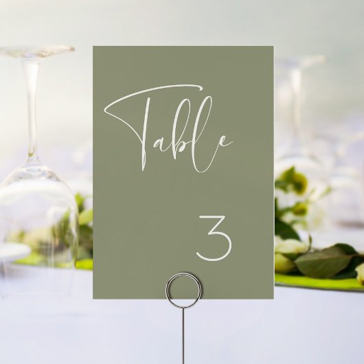 エレガントモダン&セージ結婚グリーン テーブルナンバー