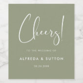 エレガントモダン&セージ結婚グリーン ワインラベル (シングルラベル)