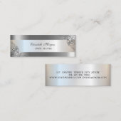 エレガントモダン，銀ストライプの，枠 スキニー名刺 (正面/裏面)